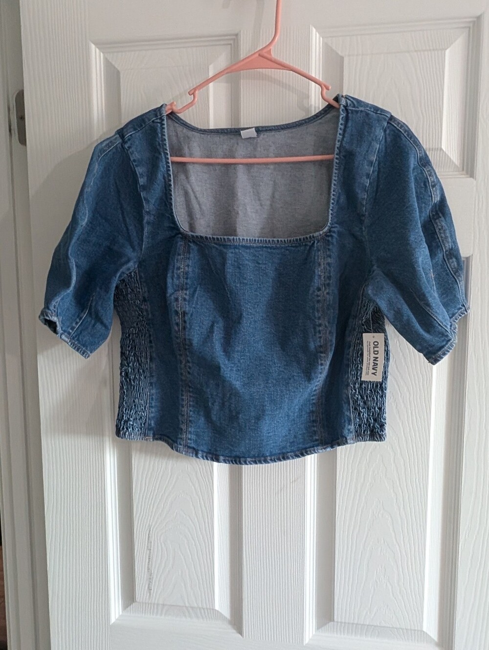 Old Navy Medium Blue Denim Square-Neck Top